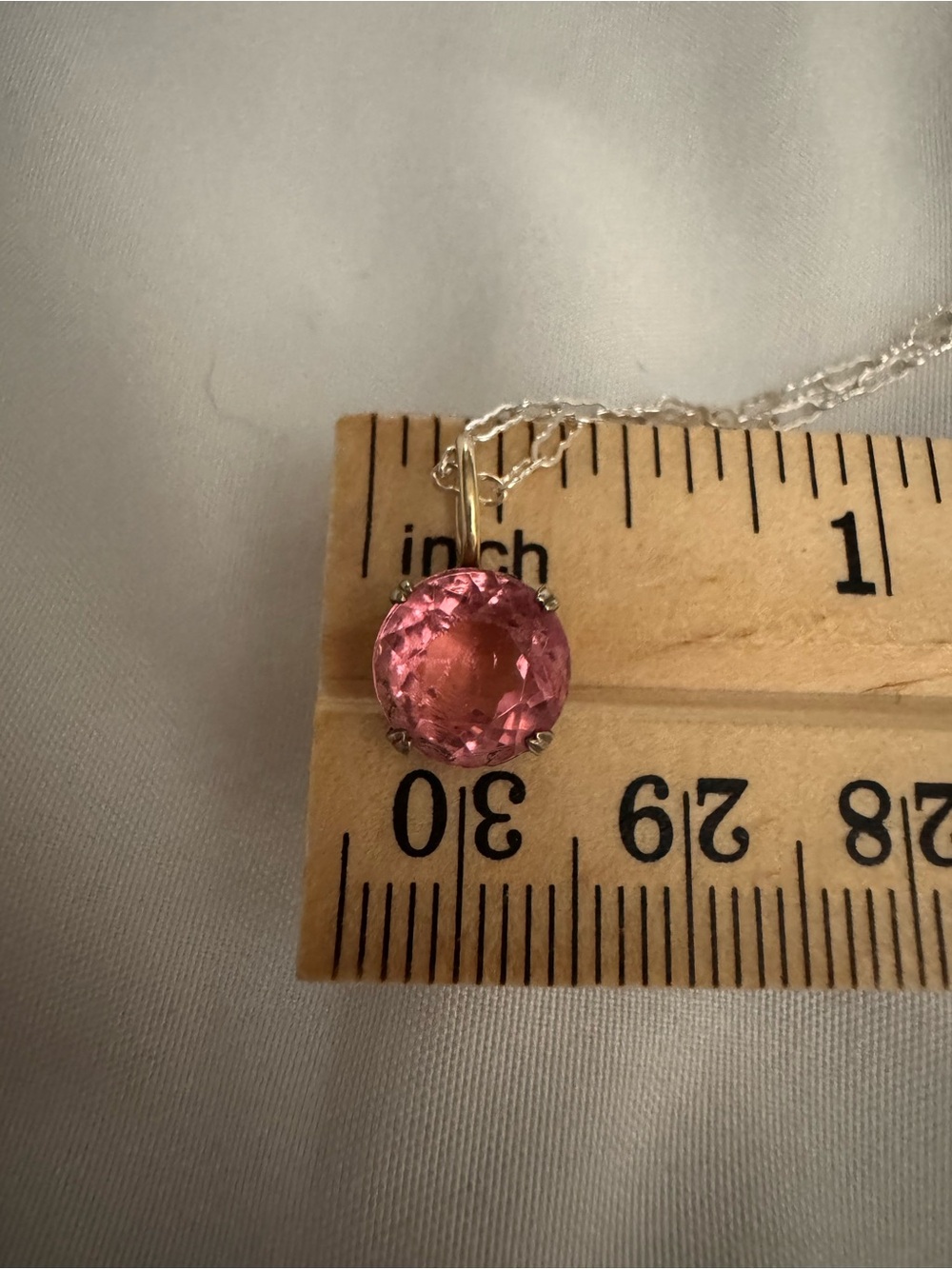 Art Deco era Pink paste stone charms set in silver with new 14k gold bail - Picture 7 of 12